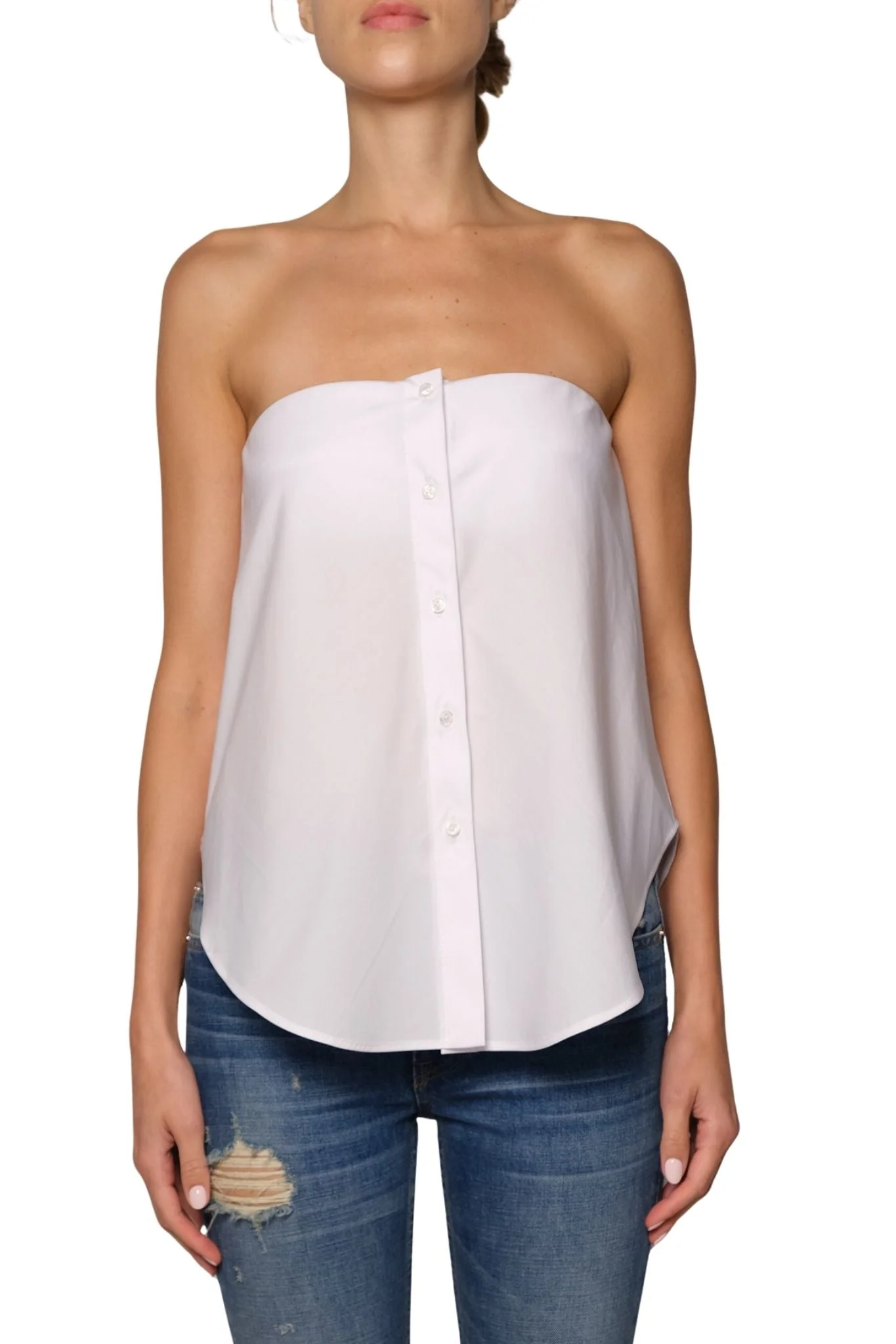 Brandon Maxwell Shea Strapless Shirt - Image 3
