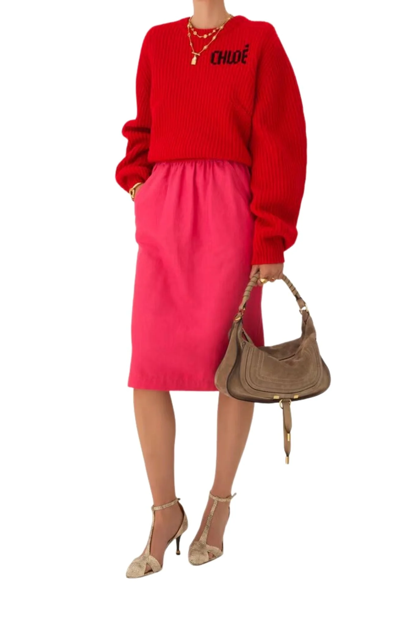 Chloe Marcie Shoulder Bag in Suede Leather - Image 8