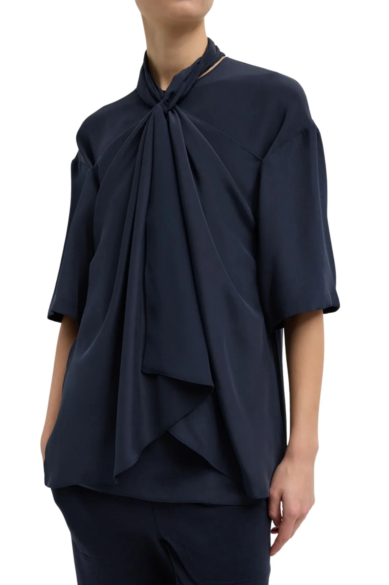 Tibi 4 Ply Silk Tie Front Top - Image 4